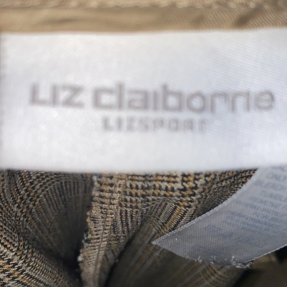 Vintage 90s Liz Claiborne Trousers Kylie Plaid Pleated Brown & Tan Pants Size 6 - Picture 8 of 16